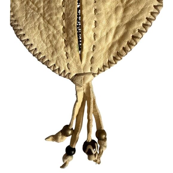 Henry Beguelin Cream Pebble Leather Expandable Zipper Clip On Pouch - Picture 5 of 8